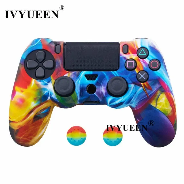 IVYUEEN For Sony Dualshock 4 PS4 DS4 Slim Pro Controller Silicone Camo Case Protective Skin   Thumb Grip Caps for Play Station 4