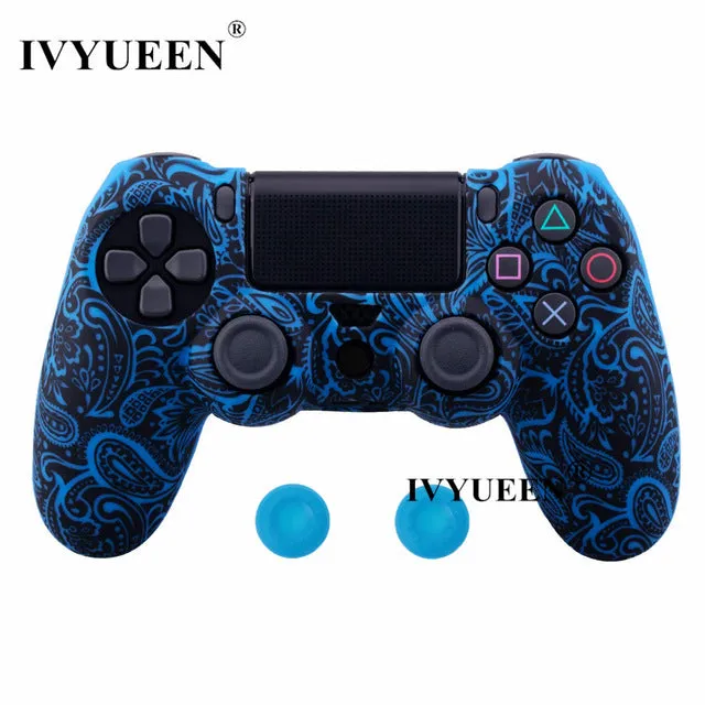 IVYUEEN For Sony Dualshock 4 PS4 DS4 Slim Pro Controller Silicone Camo Case Protective Skin   Thumb Grip Caps for Play Station 4