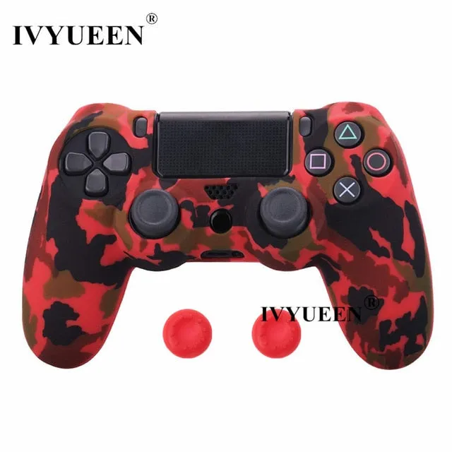 IVYUEEN For Sony Dualshock 4 PS4 DS4 Slim Pro Controller Silicone Camo Case Protective Skin   Thumb Grip Caps for Play Station 4