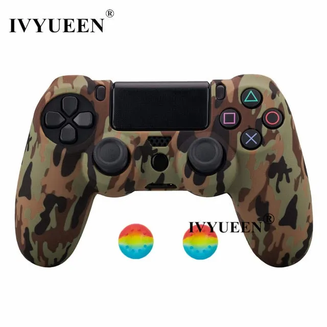 IVYUEEN For Sony Dualshock 4 PS4 DS4 Slim Pro Controller Silicone Camo Case Protective Skin   Thumb Grip Caps for Play Station 4