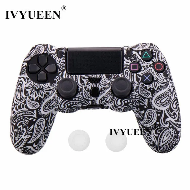 IVYUEEN For Sony Dualshock 4 PS4 DS4 Slim Pro Controller Silicone Camo Case Protective Skin   Thumb Grip Caps for Play Station 4