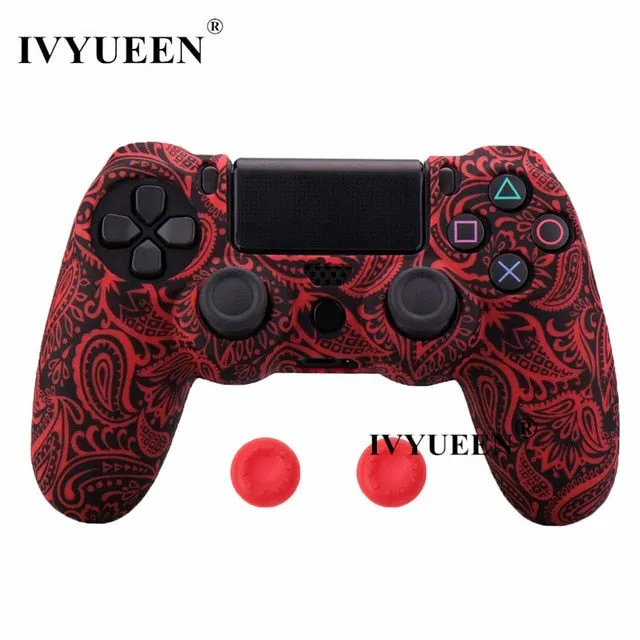 IVYUEEN For Sony Dualshock 4 PS4 DS4 Slim Pro Controller Silicone Camo Case Protective Skin   Thumb Grip Caps for Play Station 4