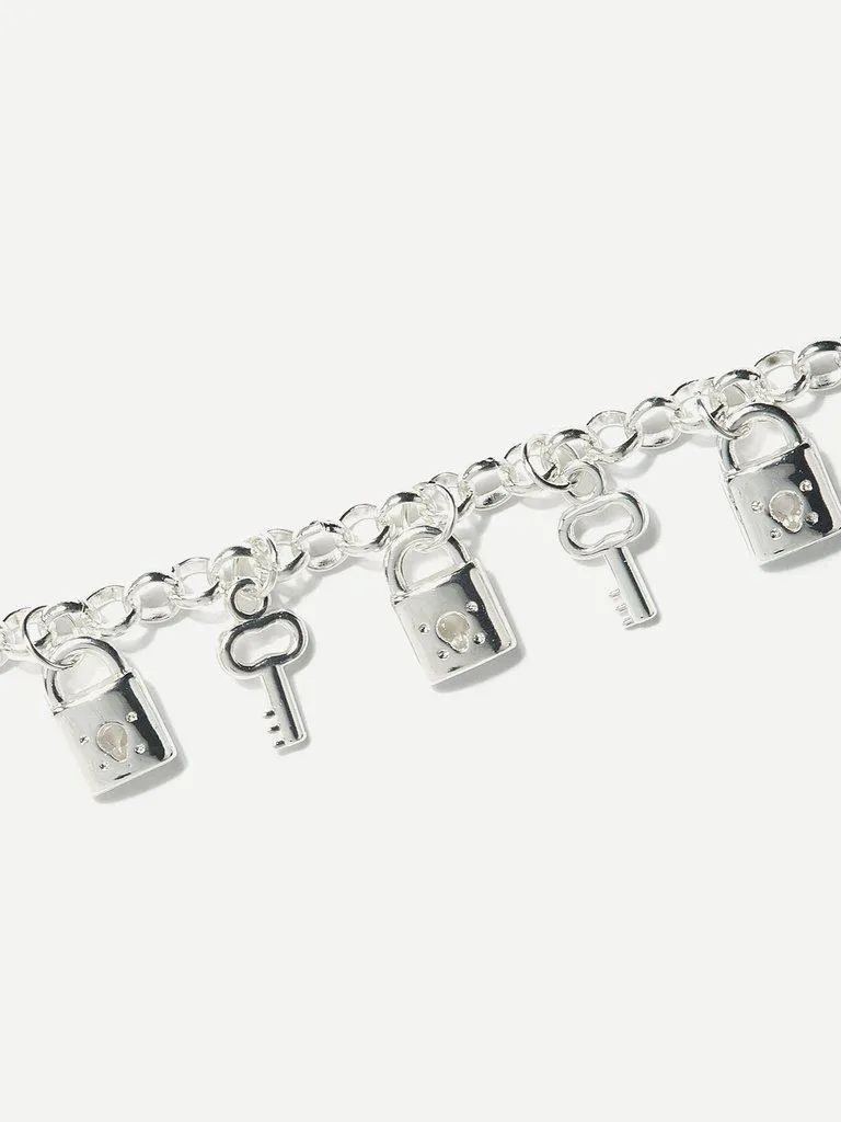 Key And Lock Charm Chain Bracelet