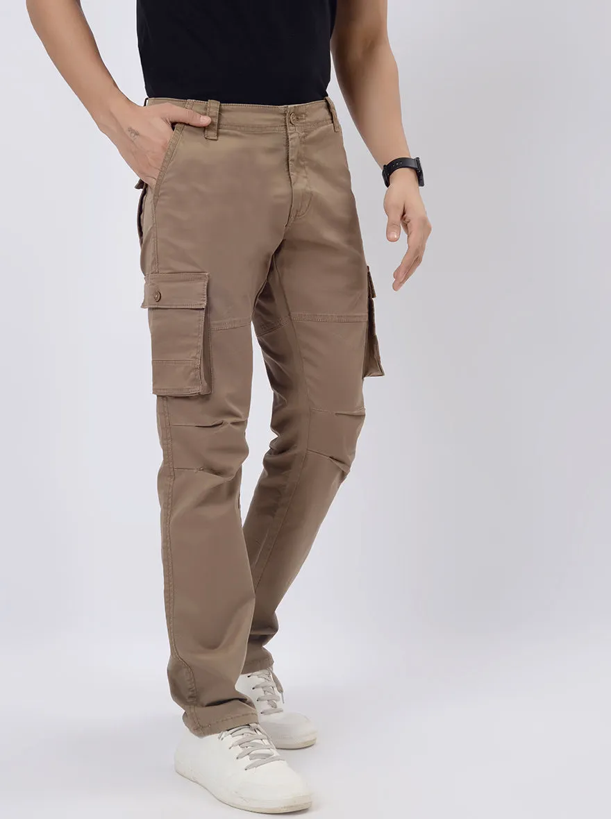 Khaki Solid Regular Fit Cargo Pant | JadeBlue