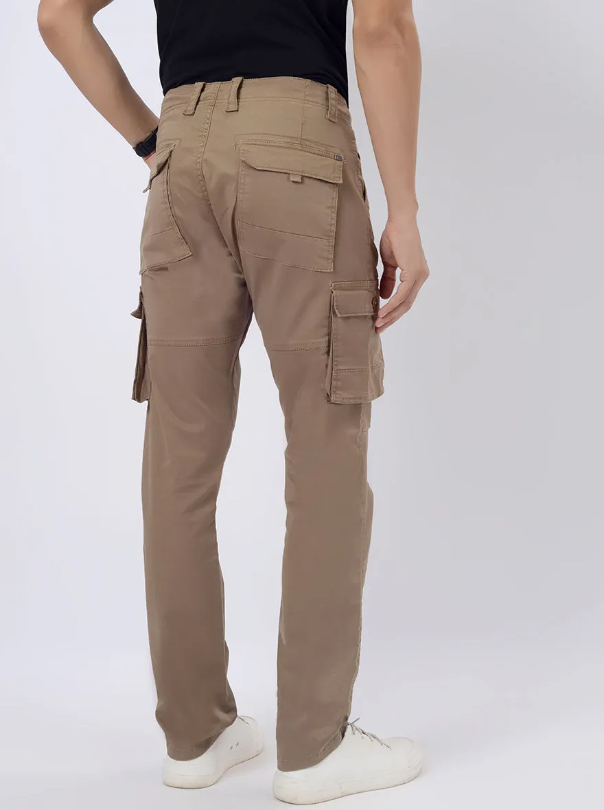 Khaki Solid Regular Fit Cargo Pant | JadeBlue