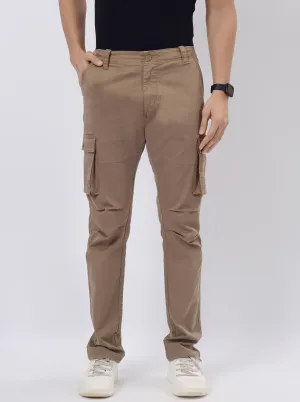 Khaki Solid Regular Fit Cargo Pant | JadeBlue