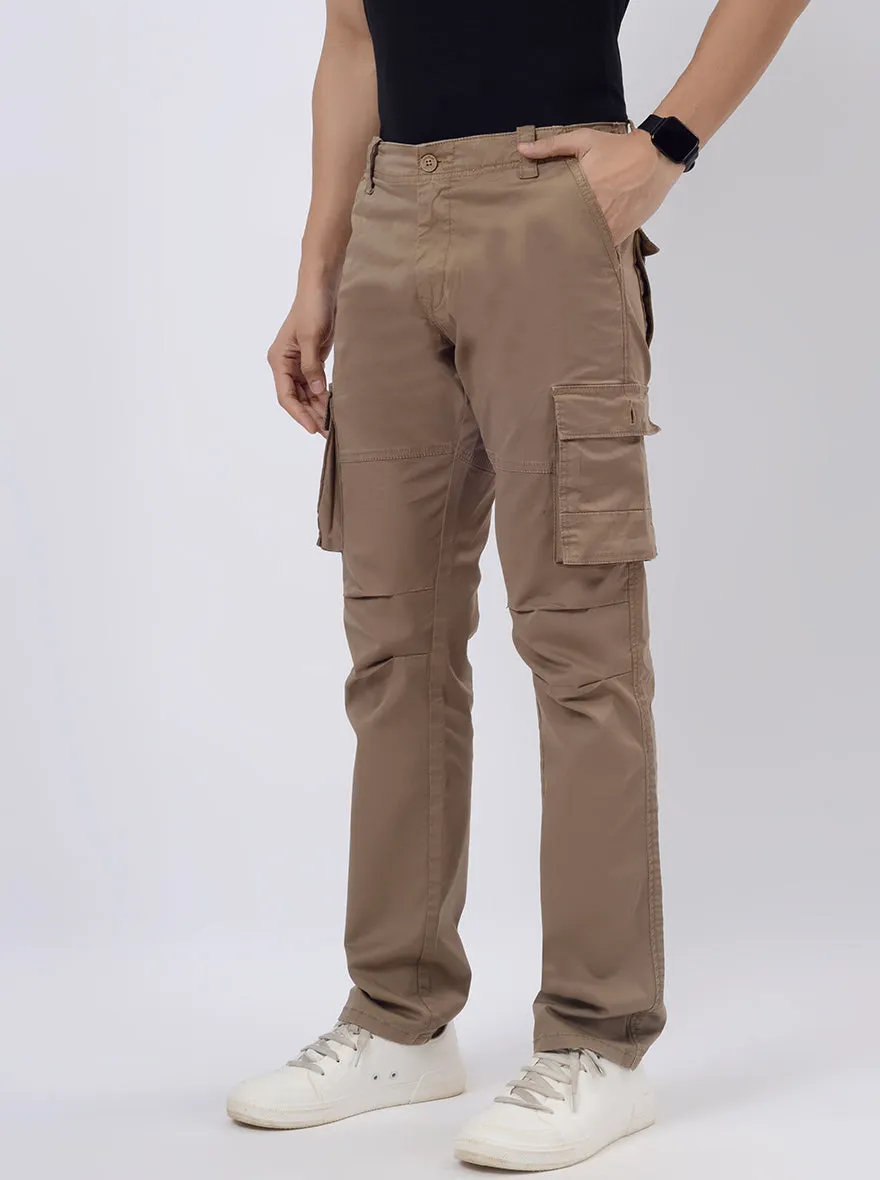 Khaki Solid Regular Fit Cargo Pant | JadeBlue