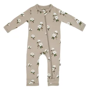 Kyte Baby Zippered Romper | Small Khaki Magnolia