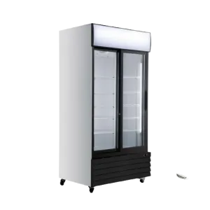 Large Two Glass Door Colourbond Upright Drink Fridge - Black - LG-1000BG