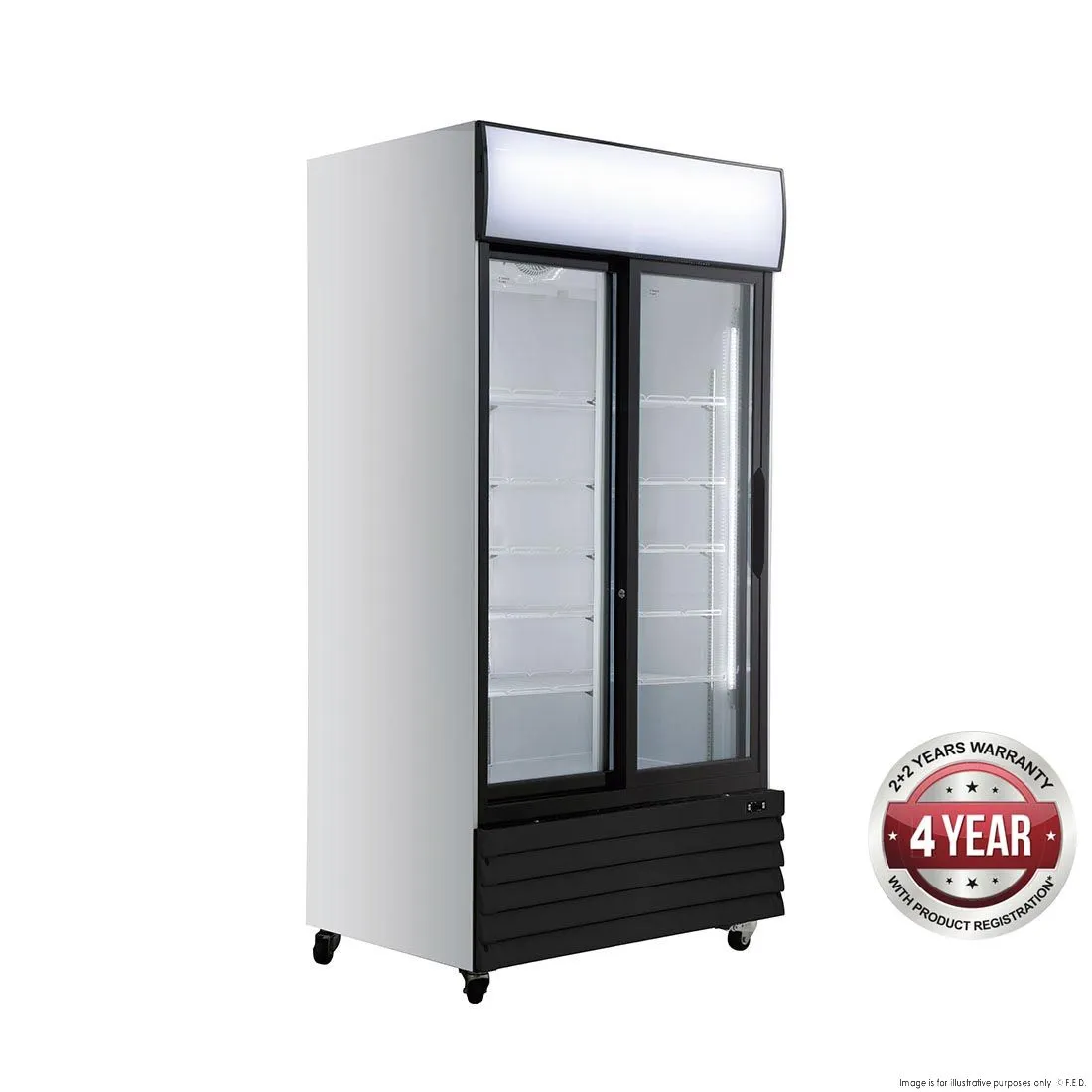 Large Two Glass Door Colourbond Upright Drink Fridge - Black - LG-1000BG