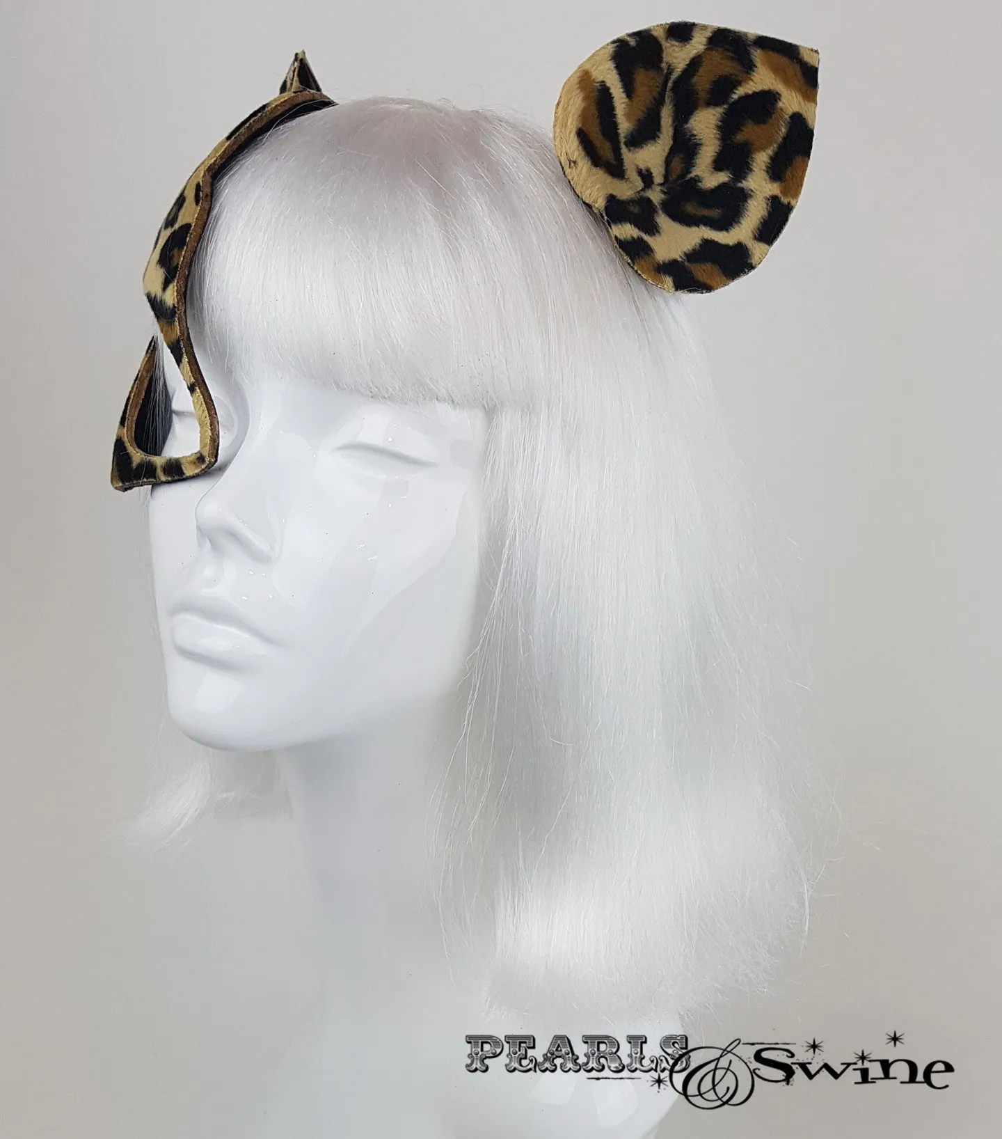 Leopard Print Velvet Mask Fascinator "Love Cats"