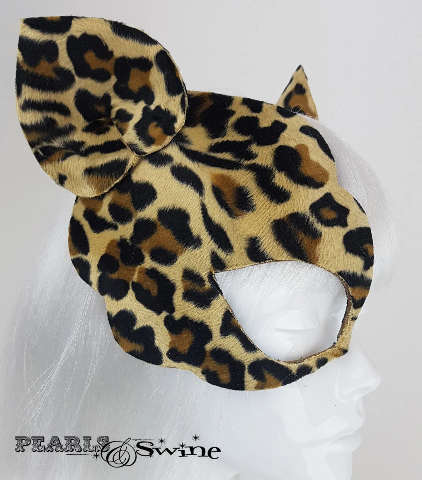 Leopard Print Velvet Mask Fascinator "Love Cats"