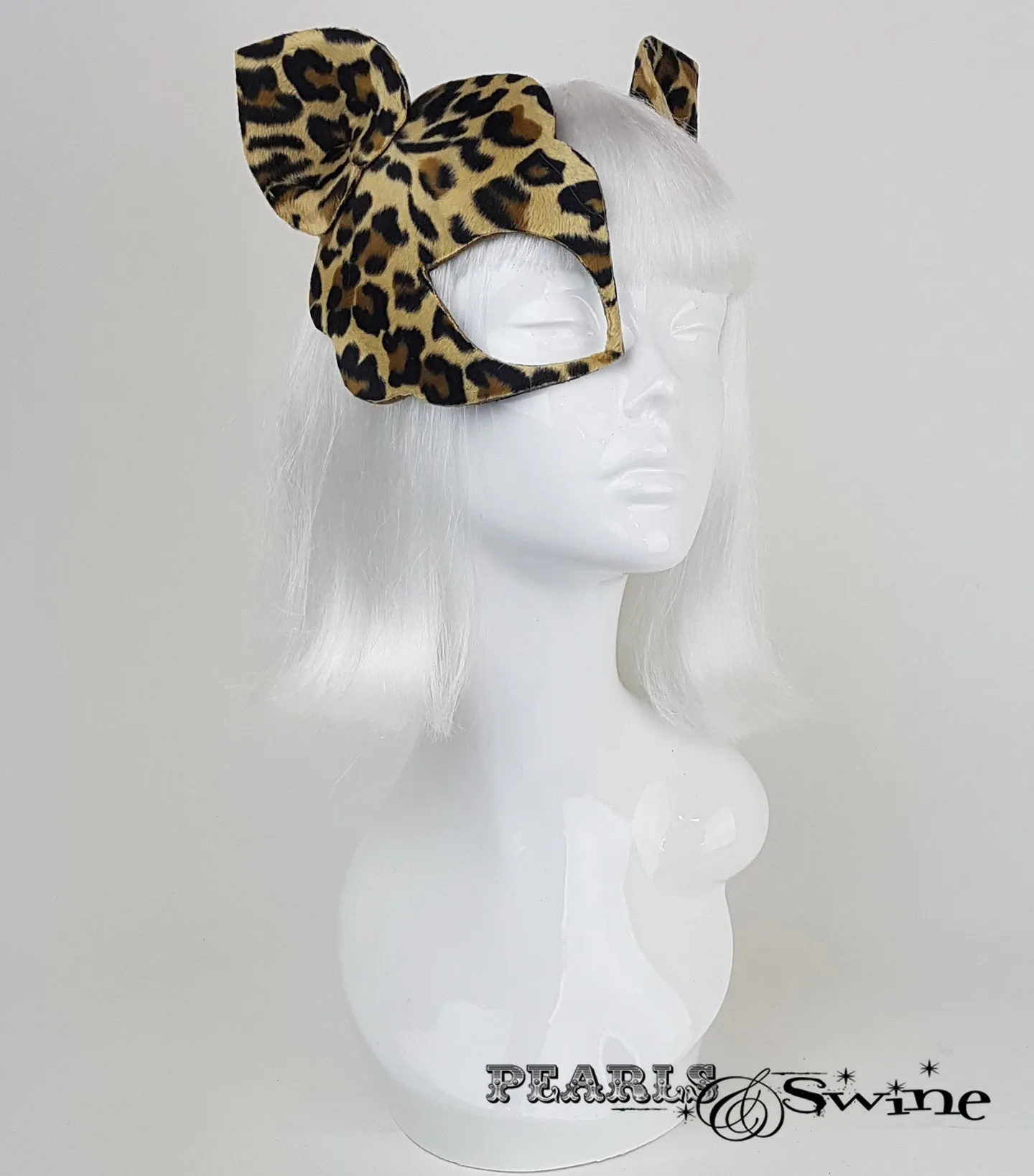 Leopard Print Velvet Mask Fascinator "Love Cats"