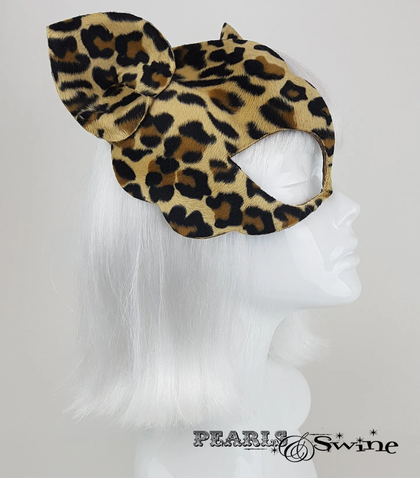 Leopard Print Velvet Mask Fascinator "Love Cats"