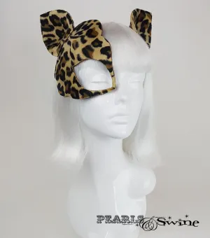 Leopard Print Velvet Mask Fascinator "Love Cats"