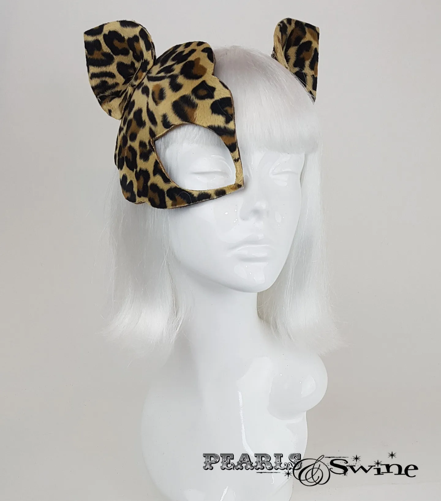 Leopard Print Velvet Mask Fascinator "Love Cats"