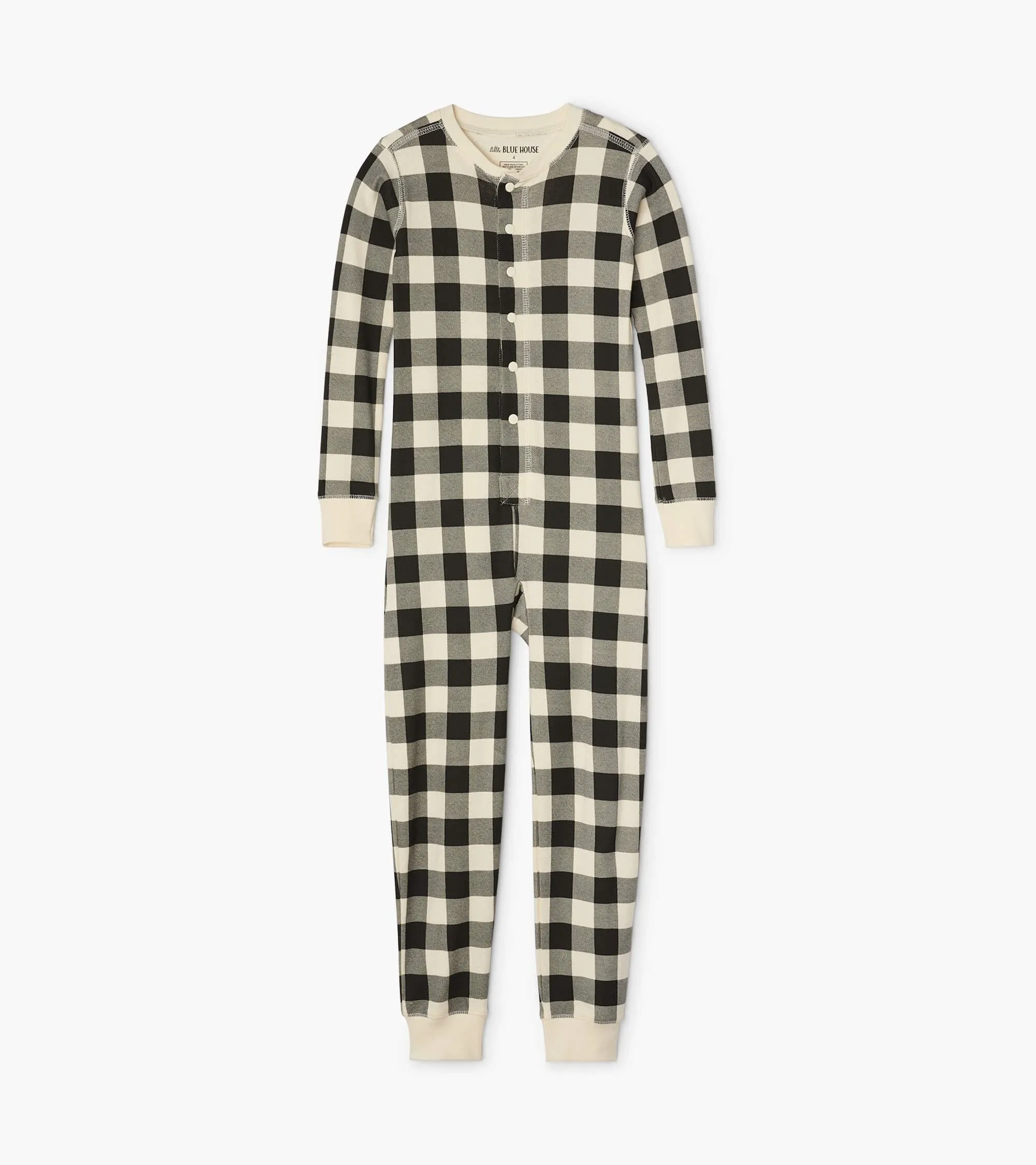 Little Blue House Kids Cream Plaid Union Suit