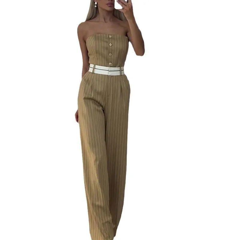 LovelyRLovely Women's Tube Top High Waist Wide-leg Jumpsuit