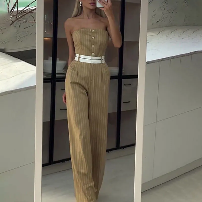 LovelyRLovely Women's Tube Top High Waist Wide-leg Jumpsuit