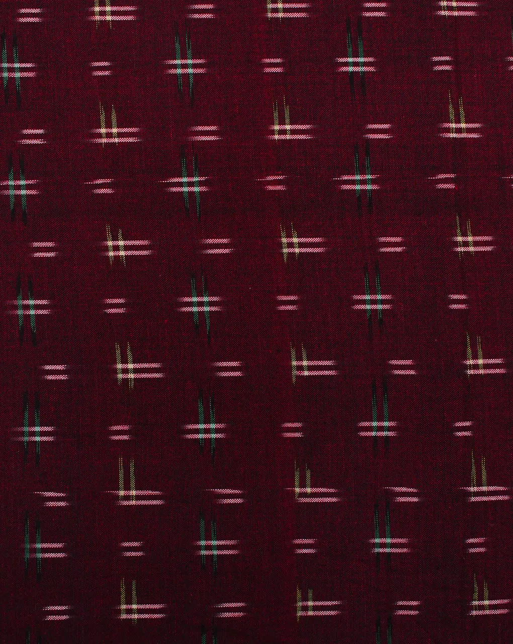 Maroon Ikat Design Yarn Dyed Cotton Fabric