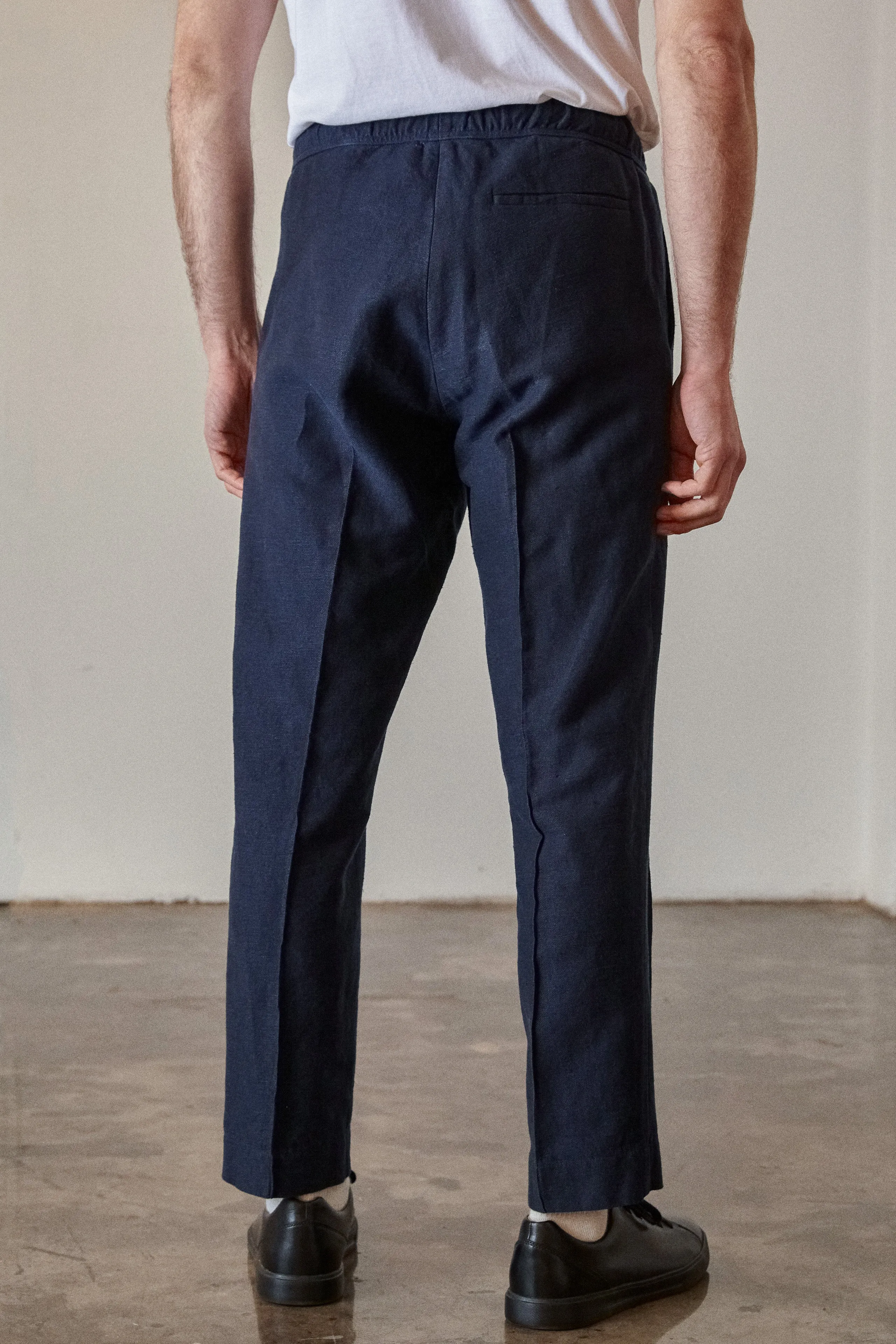 MAX trousers winter linen navy