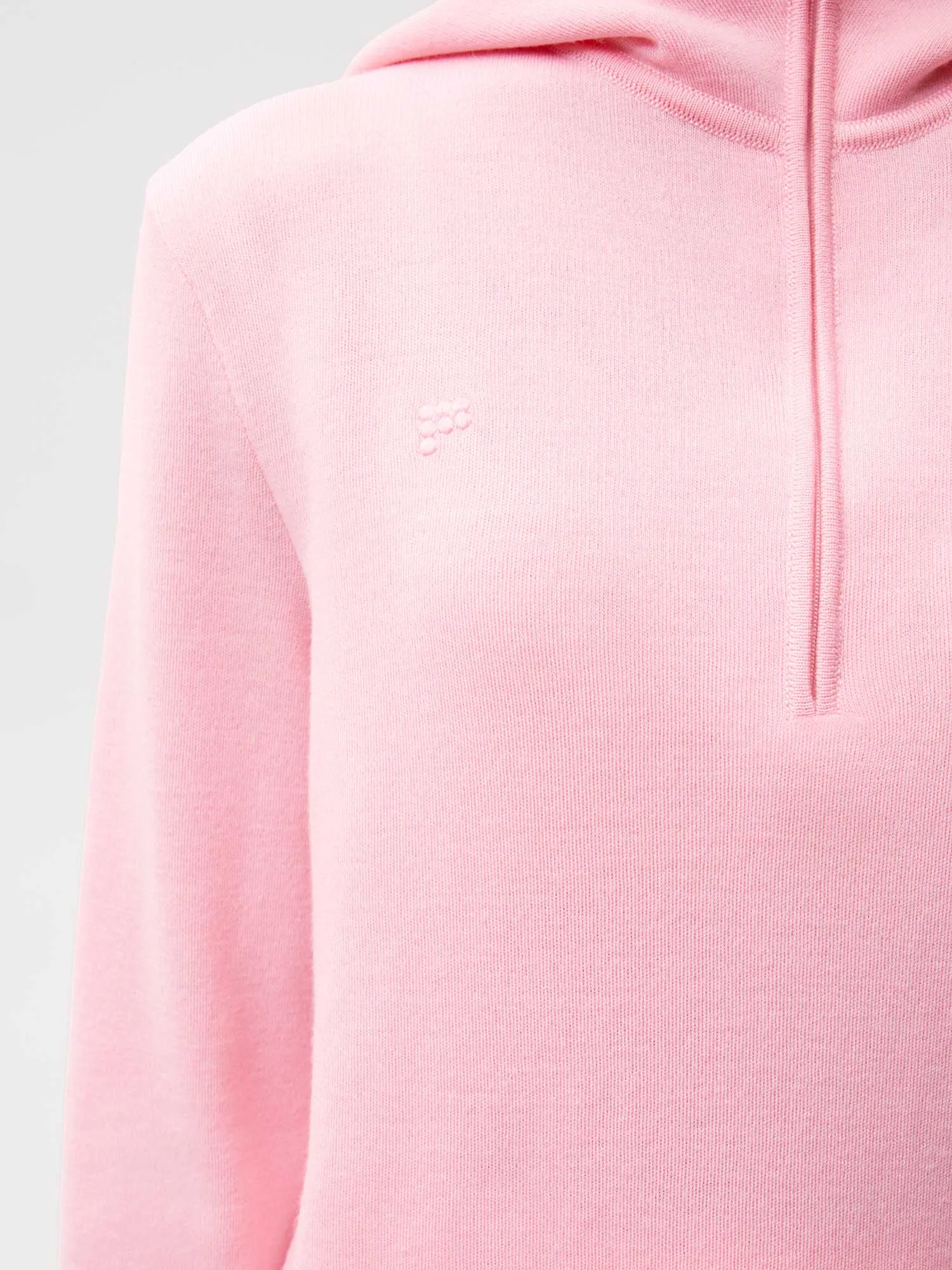 Merino Wool Half Zip Hoodie—sakura pink