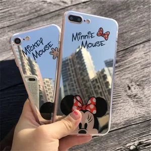 Mirror Cartoon Case Mickey Minnie For iPhone 7 6S SE 5S Cases Plating Soft Phone Cases For iPhone 6s 6 7 Plus Cover Coque Fundas