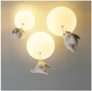 Modern Cartoon Bear Ceiling Lights for Bedroom Living Room Children's Rooms Decor Lighting Fixtures Led Lamps Balloon Glass