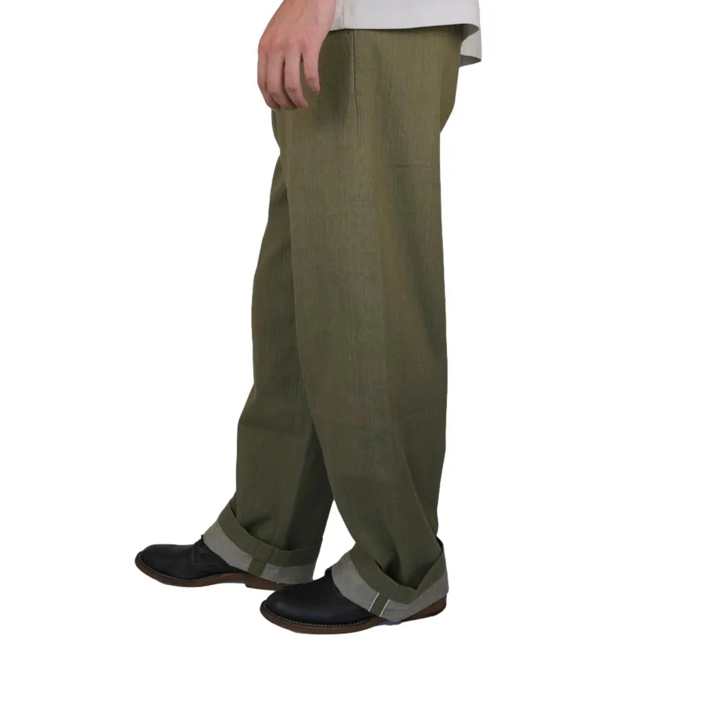 Momotaro 10.5oz. Olive Selvedge Military Pants