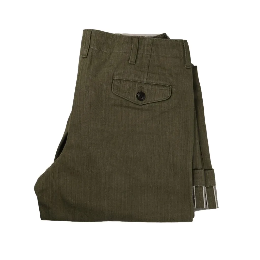 Momotaro 10.5oz. Olive Selvedge Military Pants