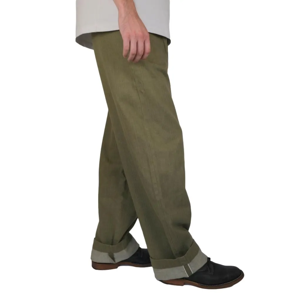 Momotaro 10.5oz. Olive Selvedge Military Pants