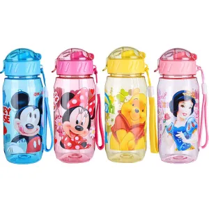 Momy and Angel 400ml Disne Minnie/Mickey Mouse Kid Drinking Bottle Feeding Straw Children Cup Feeding Baby Bottles Water Bottle