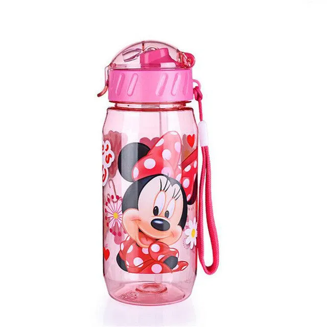 Momy and Angel 400ml Disne Minnie/Mickey Mouse Kid Drinking Bottle Feeding Straw Children Cup Feeding Baby Bottles Water Bottle