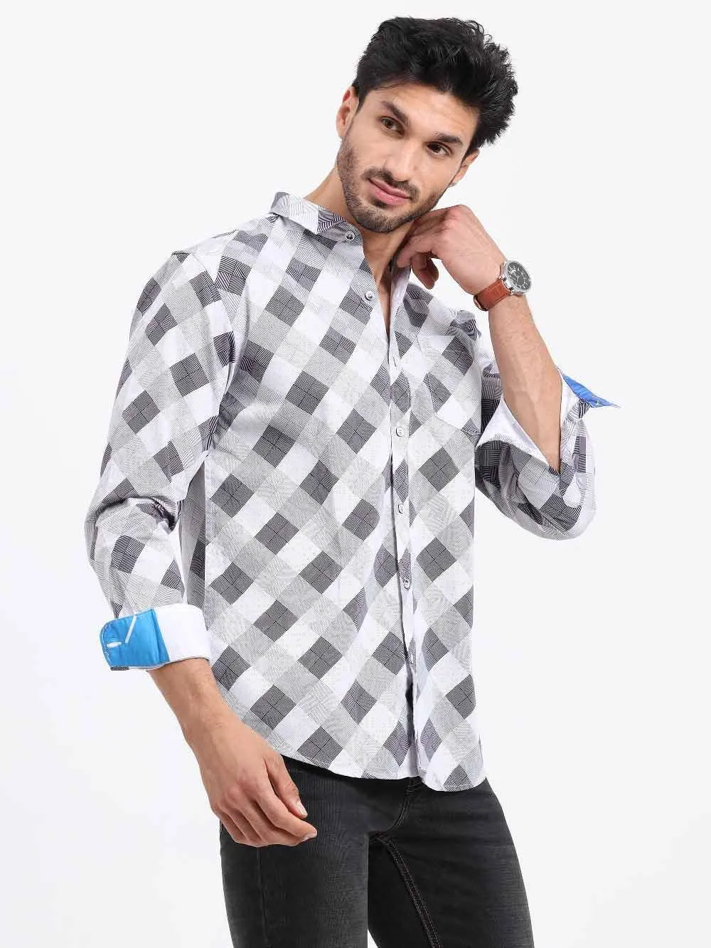 Monochrome Fun Printed Full Sleeve Shirt