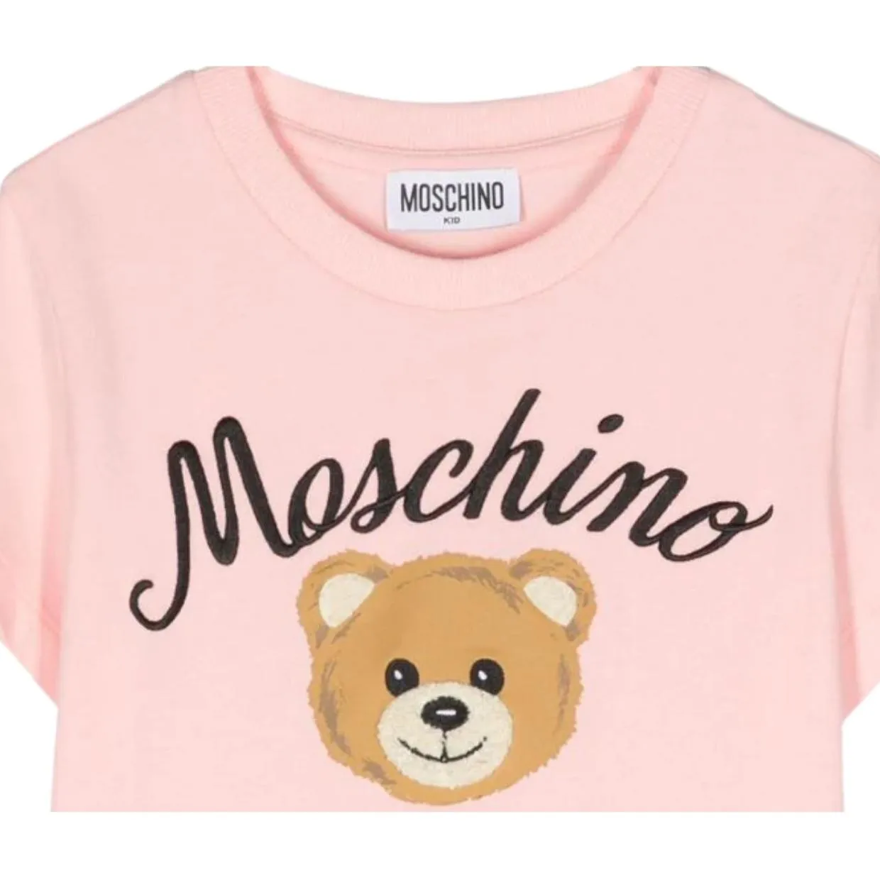 Moschino Kids Embroidered Logo Pink T-Shirt