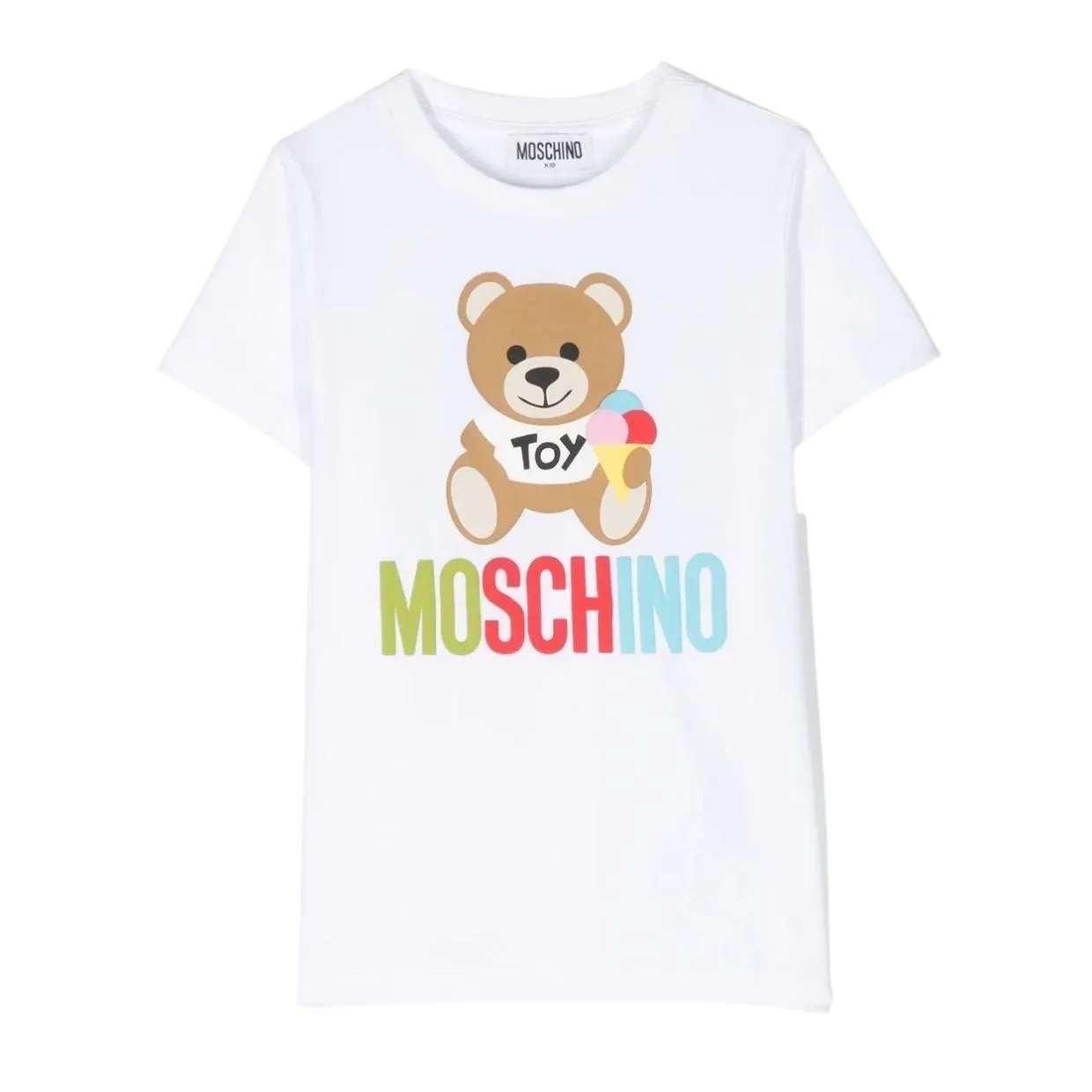 Moschino Kids Teddy Bear Graphic Logo White T-Shirt