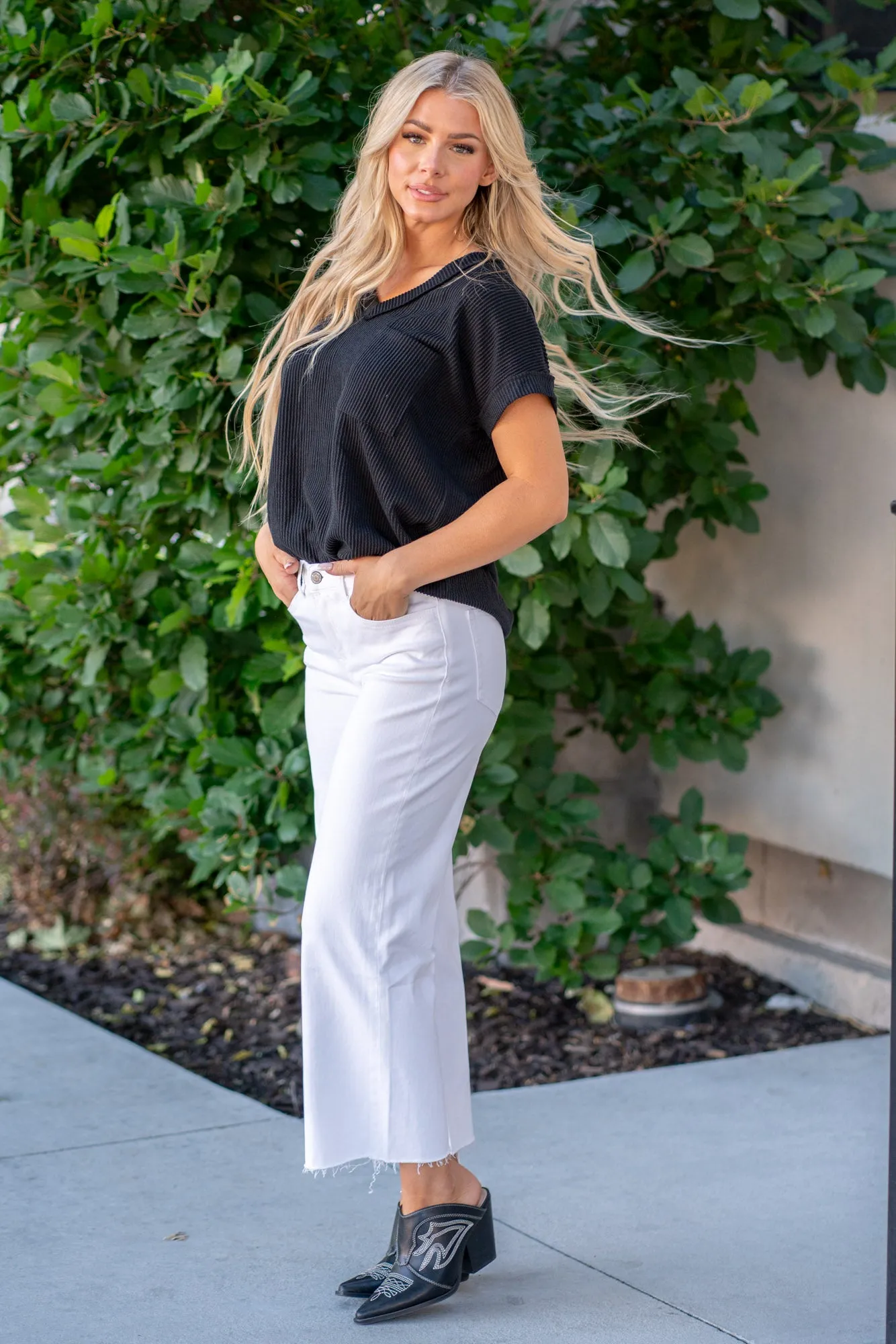 Optic White High Rise Crop Wide Leg Regular & Plus Sizes