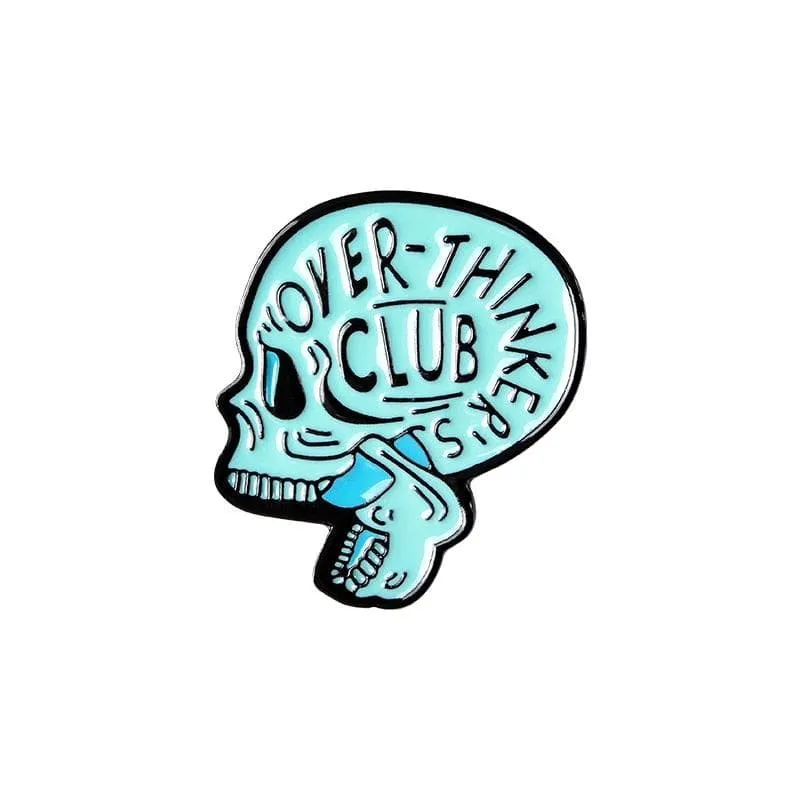 Overthinking Skull Enamel Pin Where is my mind Badge Anatomy Skull Skeleton Anxiety Jewelry Brooches Lapel Pin