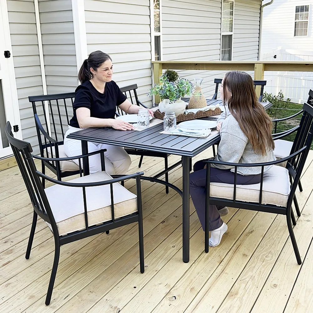 PHI VILLA 7-Piece Patio Dining Set With Rectangle Table & 6 Fashionable Dining Arm Chairs