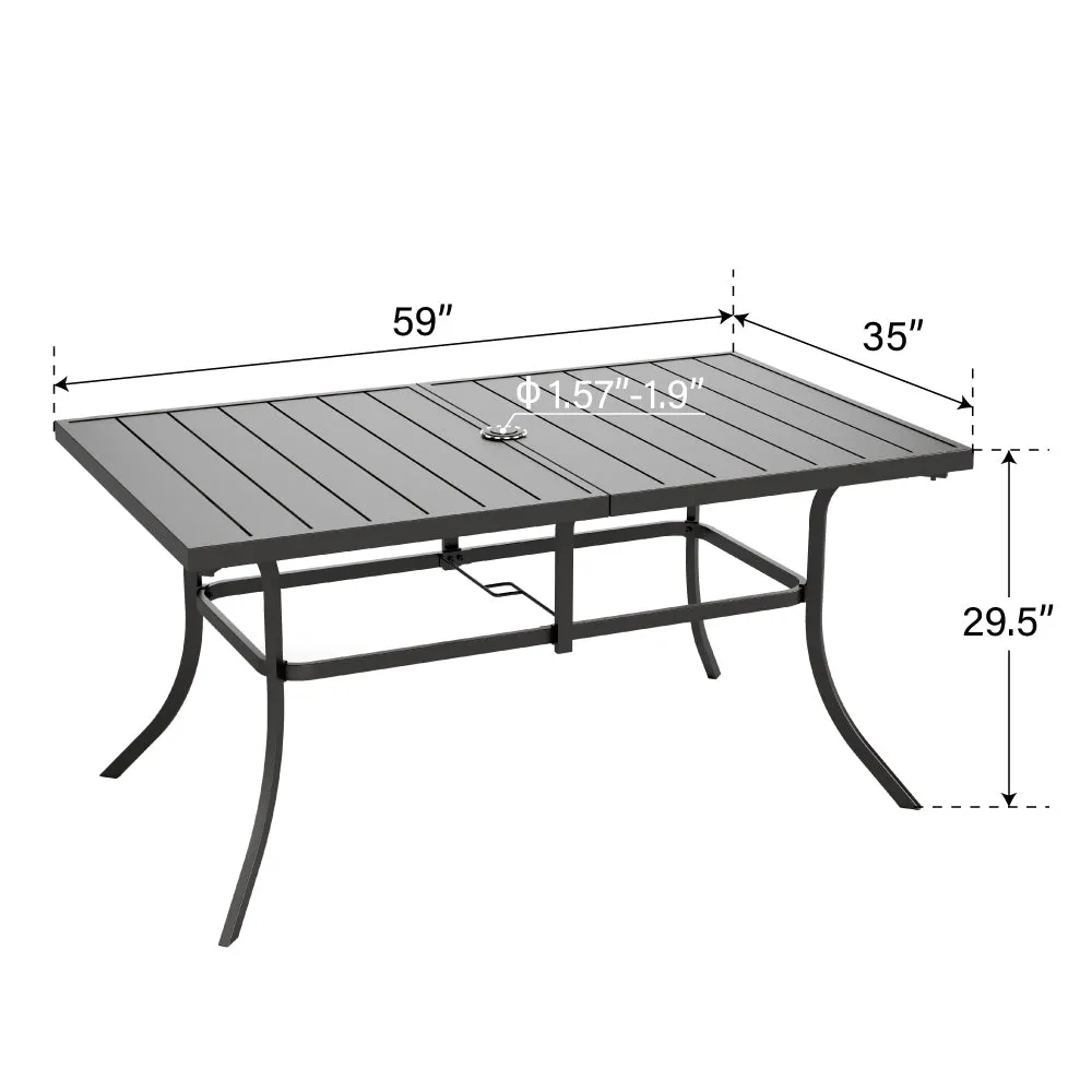 PHI VILLA 7-Piece Patio Dining Set With Rectangle Table & 6 Fashionable Dining Arm Chairs