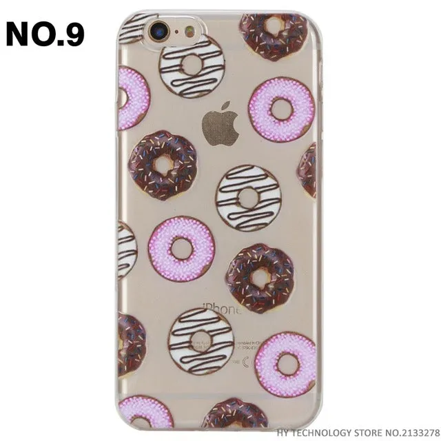 Phone Case For iPhone 5 5S SE 6 6S 7 PLUS Cute Cartoon High Quality Painted TPU Soft Cases Silicone Flower Pattern Cover Shell