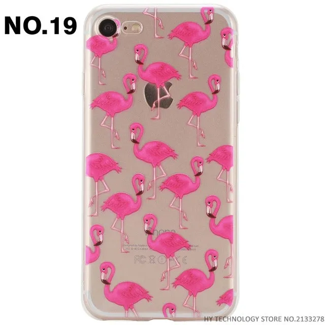 Phone Case For iPhone 5 5S SE 6 6S 7 PLUS Cute Cartoon High Quality Painted TPU Soft Cases Silicone Flower Pattern Cover Shell