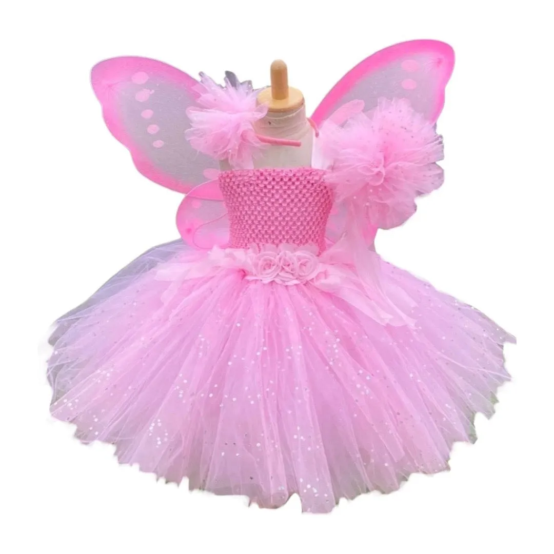 Pink Fairy - Children Fairy Costume, Girls Fairy Costume with Wings, Faiy Dress