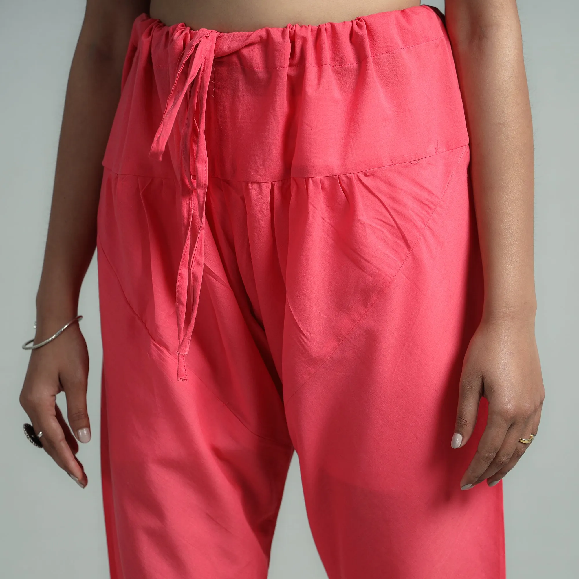 Pink - Plain Dyed Cotton Ankle Length Churidar