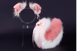 Pink puppy ear and tail set Shepherd dog ear and tail plug set Shiba Inu dog ear and tail butt plug set cosplay petplay puppy play -mature