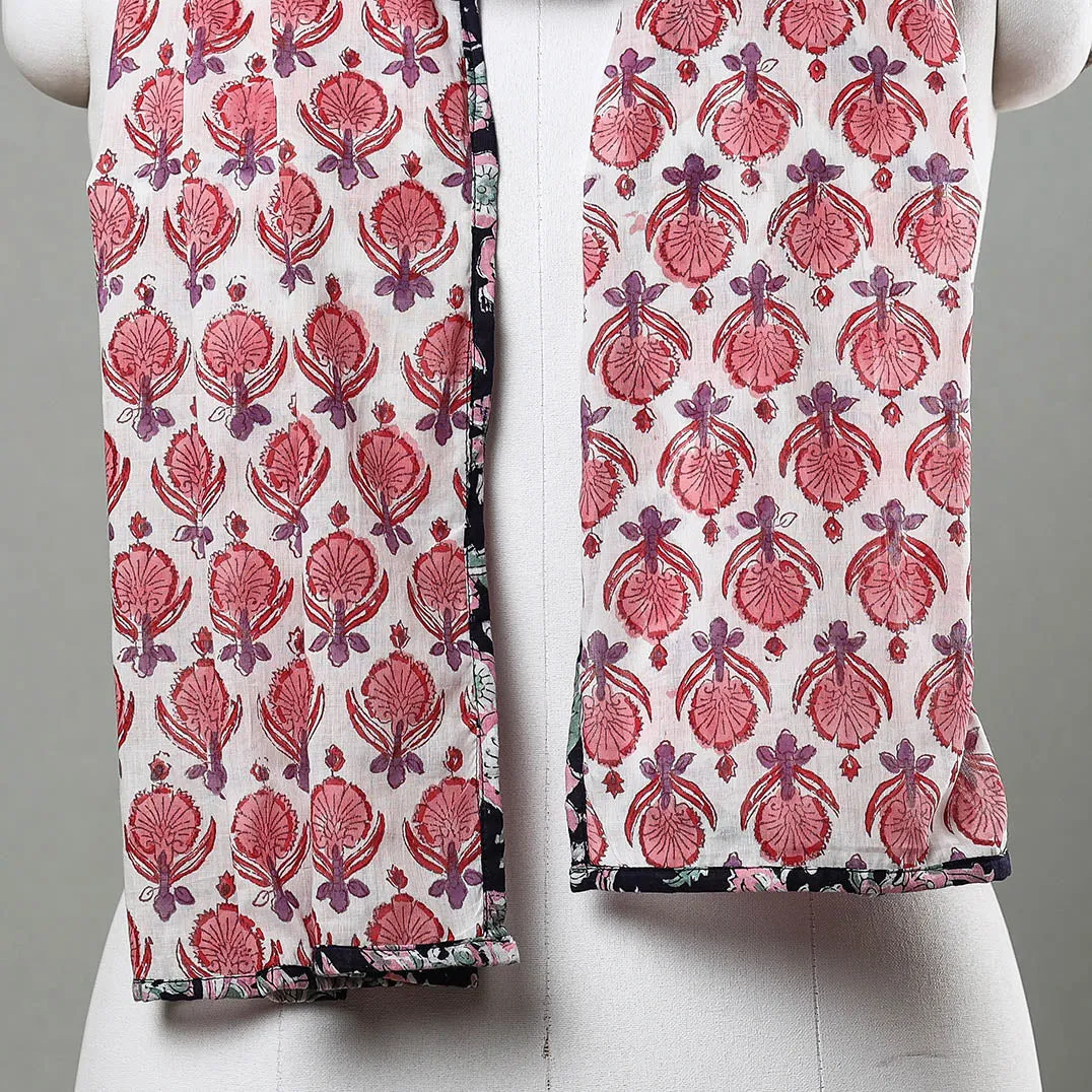 Pink - Sanganeri Block Printed Cotton Stole