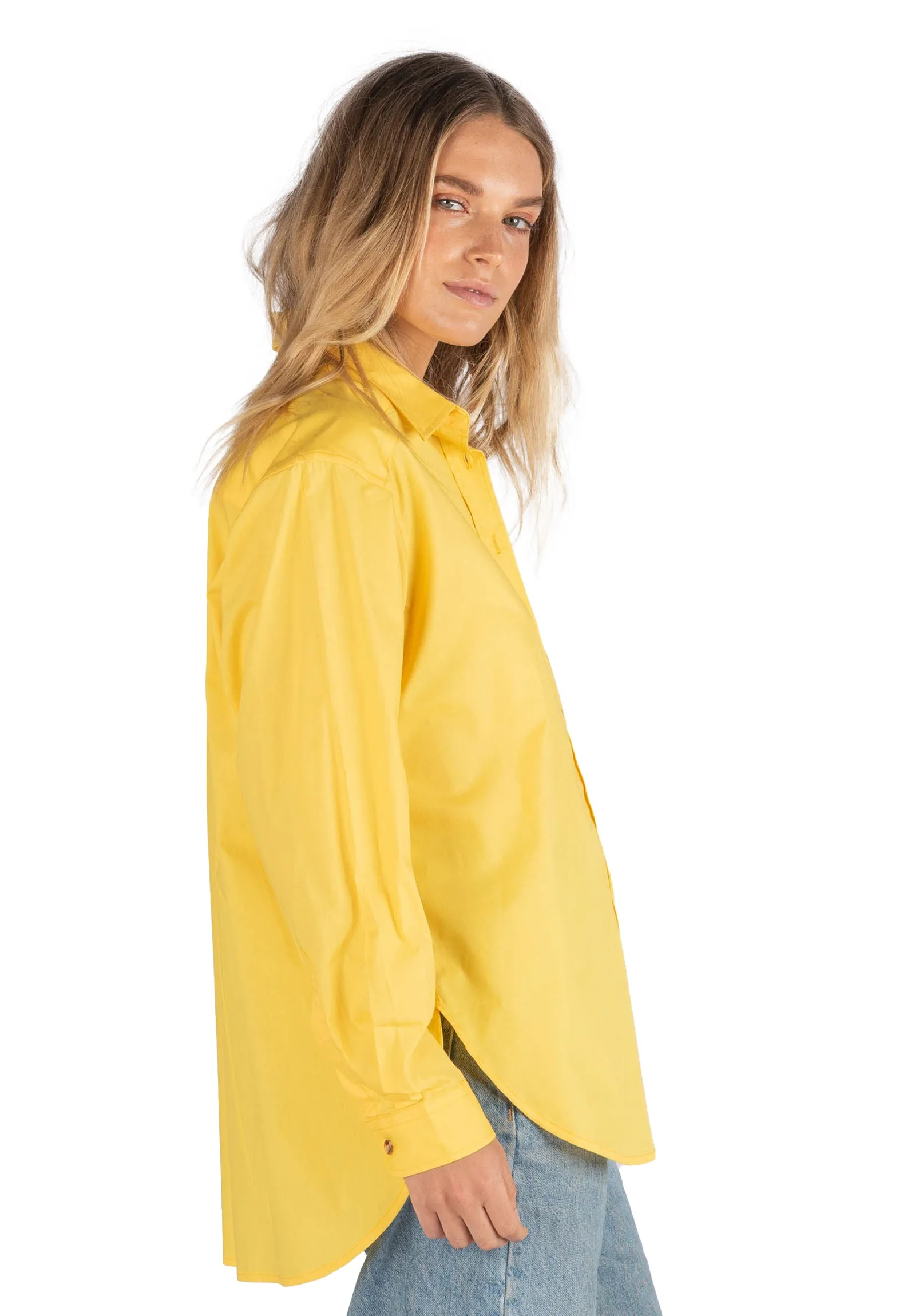 Poppy-Cotton Yellow Oversized Cotton Shirt