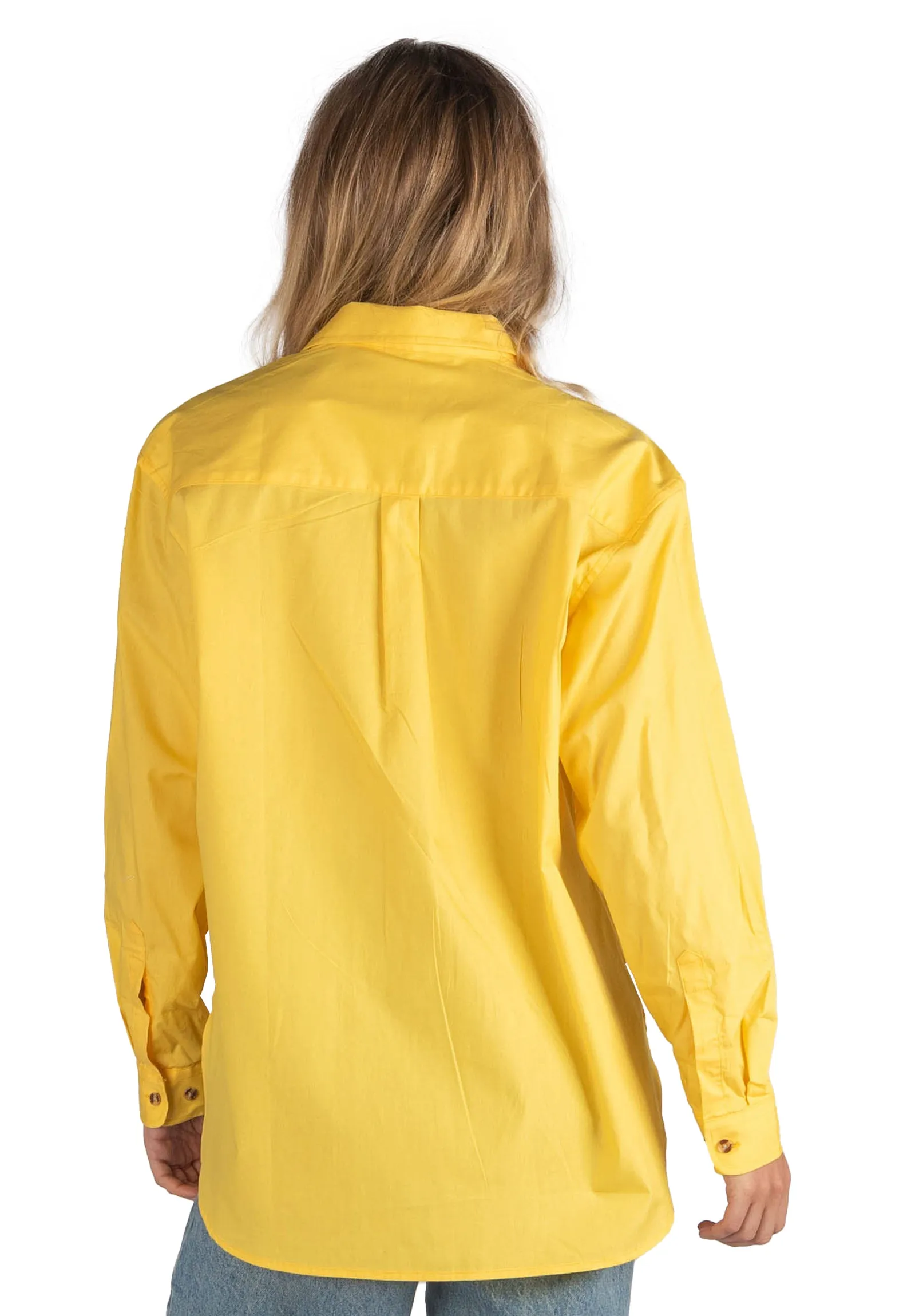 Poppy-Cotton Yellow Oversized Cotton Shirt