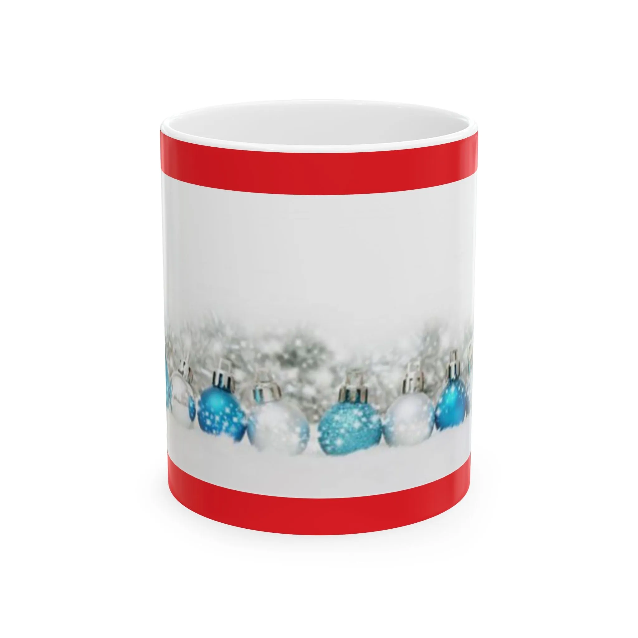 Princess Grace Festive Ceramic Mug with Holiday Ornaments Design - Perfect for Christmas Tea or Coffee