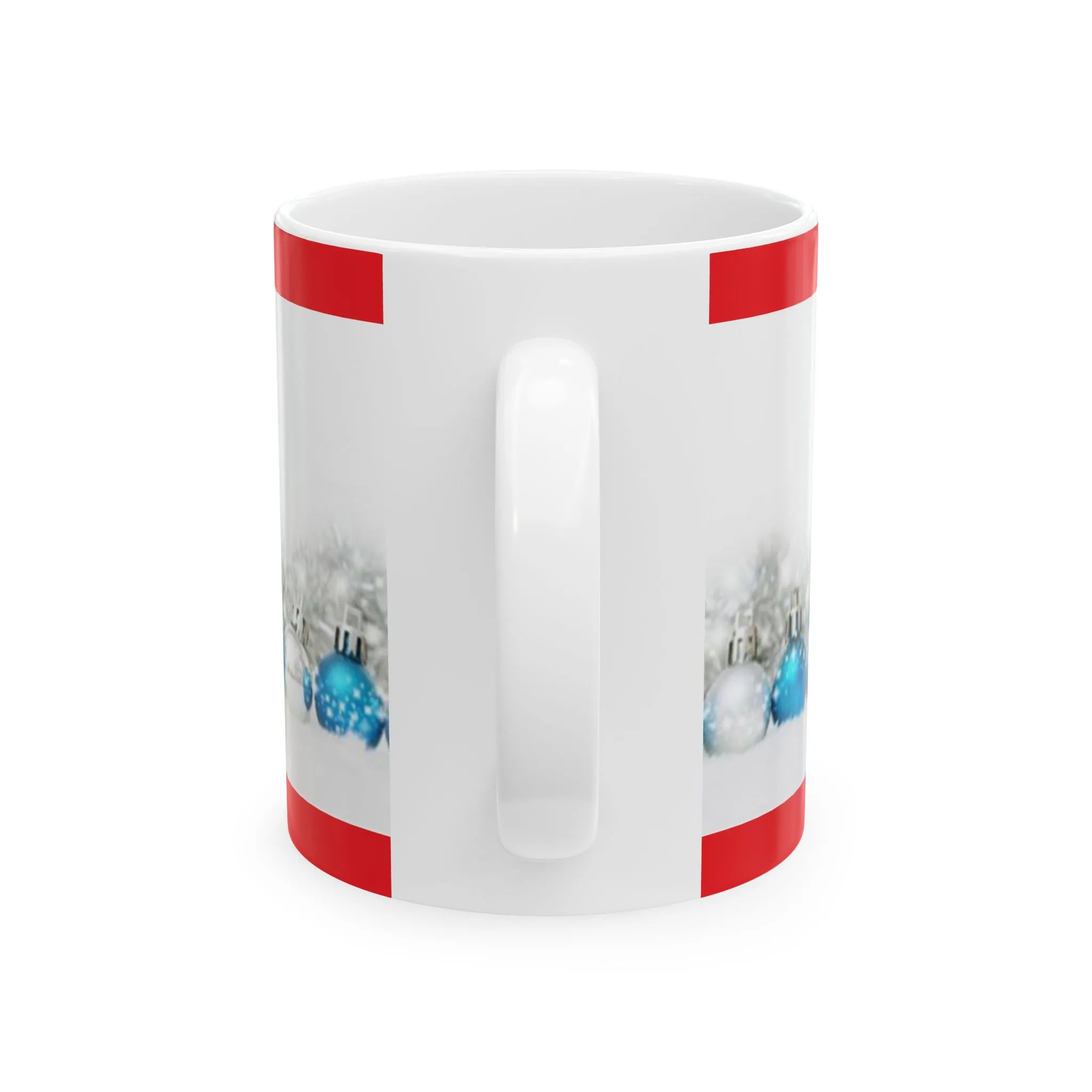 Princess Grace Festive Ceramic Mug with Holiday Ornaments Design - Perfect for Christmas Tea or Coffee